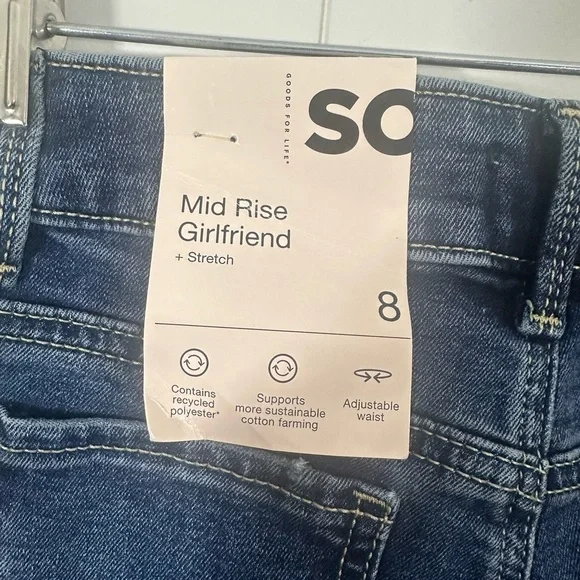 NWT SO Girls Mid Rise Girlfriend Stretch Capris Denim Jeans Adj Waist Sz 8 - Picture 5 of 8